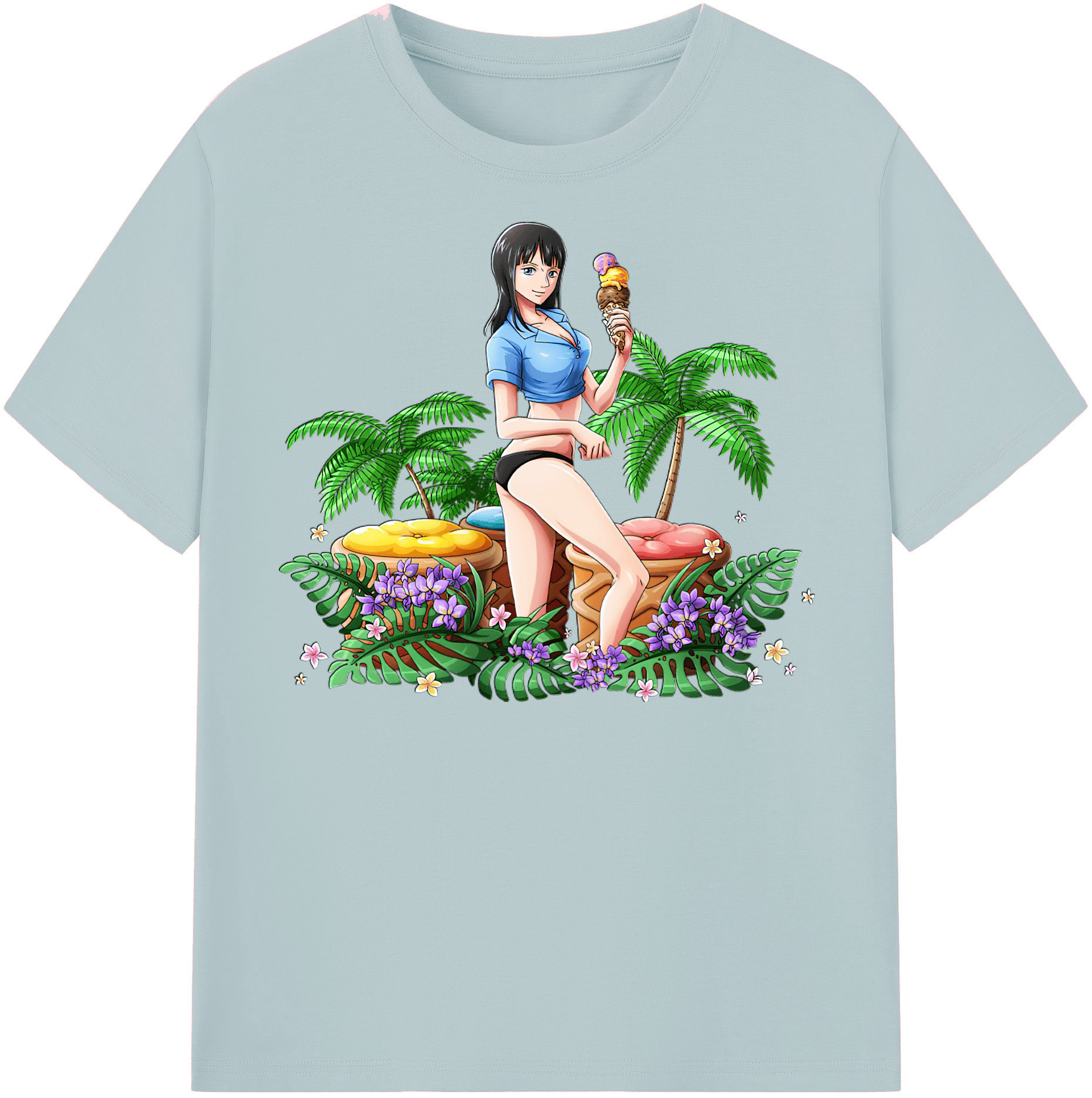ワンピース ニコ・ロビン ONE PIECE Nico Robin 綿100％半袖Tシャツ（フロントプリント）